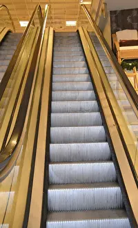 Deserted Subway Station Prints: Escalator