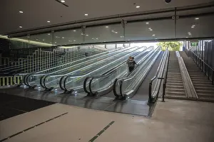 Prints of Escalator to the bicycle station, The Hague, Netherlands Railway Prints: Escalator to the Bicycle Station Print, The Hague
