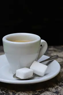 Coffee Tableware Prints: Espresso Cup with Sugar Cube