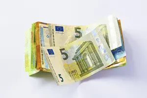 German Currency Prints: Euro, stack of banknotes, detail