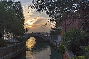 Deserted Venice Evening Prints: Evening atmosphere with bridge