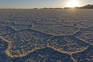 Salar De Uyuni Bolivia Prints: Evening atmosphere with salt structure