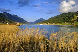 Uninhabited Waterfront Scenery Prints: Evening atmosphere at the WeiBensee