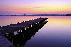 German Wetland Biotope Image Prints: Evening at Lake Dummer, sunset