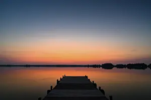 Central Europe Wetland Biotope Prints: Evening at Lake Dummer, sunset