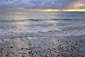 Atmospheric Evening Scene Prints: Evening light at the beach on the dune