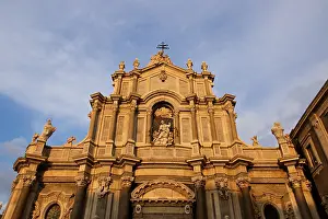 Prints of Evening light, Cathedral, Front, Catania, Old town, Baroque old town, East coast, Sicily, Italy Catania Prints: Evening Light, Catania Cathedral Print