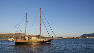 Ionian Islands Blue Sky Prints: Evening light, Large sailing ship