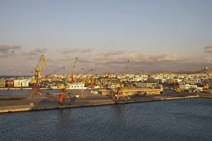 Southeast Europe Photography Prints: Evening light, loading cranes, harbour