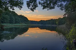 German Countryside Evening Light Prints: Evening light reflected in a lake