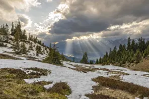 Deserted Alpine Scenery Prints: Evening at Loassattel, in spring