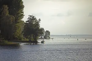 Deserted Lake Scene Prints: Evening mood on the Muritz