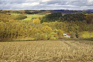 European Fall Colors Prints: Extensive autumn landscape with fields