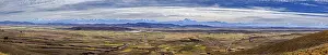 Bolivian Landscape Prints: Extensive panorama with mountains and fields under cloudy sky