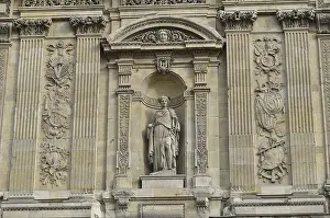 Paris France Architecture Prints: Detail of the facade of the Musee du Louvre