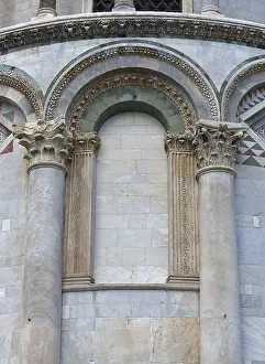 UNESCO World Heritage Site Pisa Prints: Detail of facade with round arch and columns