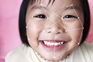 Online Data Security Prints: Facial recognition system concept