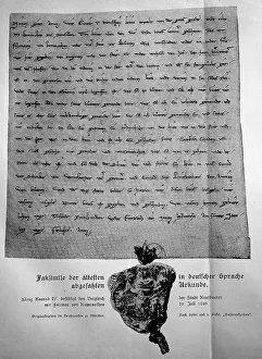 Historical City Centre Images Prints: Facsimile of the oldest document written in German