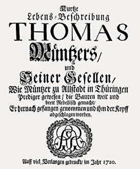 German Theologian History Prints: Facsimile of a pamphlet against Thomas Muentzer