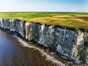 Bempton Cliffs Aerial View Prints: Farm and Fields over Bempton Cliffs from a drone