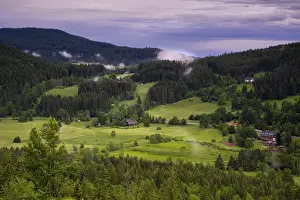 Southern Germany Stormy Weather Prints: Some farms surrounded by meadows and forest
