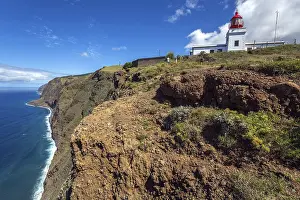 Steep Cliff Landscape Photo Prints: Farol da Ponta do Pargo lighthouse and cliffs