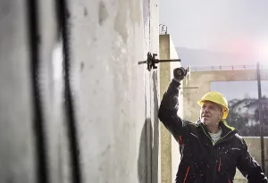 House Building Process Prints: Construction worker at building site