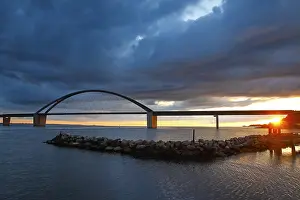 Fehmarnsund Bridge Prints: Fehmarnsund Bridge in the last evening light