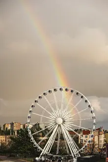 Folkloric Amusement Ride Prints: Ferris wheel with rainbow