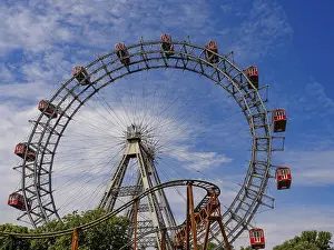 Vienna Travel Photography Prints: Ferris wheel and roller coaster