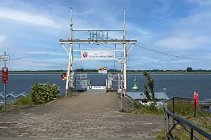 Northern Germany Waterfront Prints: Ferry pier in Luhe on the Elbe