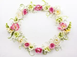White Background Flowers Prints: Festive flower composition on the white background with copy space