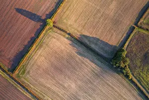 Northern Europe Aerials Prints: Top Down over Fields and Farmlands from a drone
