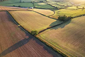 British Countryside Landscape Photo Prints: Top Down over Fields and Farmlands from a drone