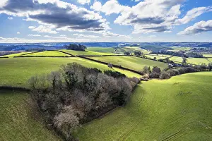 Springtime Landscape Photography Prints: Fields and Farmlands in spring from a drone