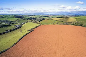 Drone Photography Devon Prints: Fields and Farmlands in spring from a drone