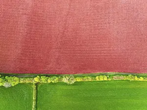 Aerial Landscape England Prints: Top Down over Fields and farms from a drone