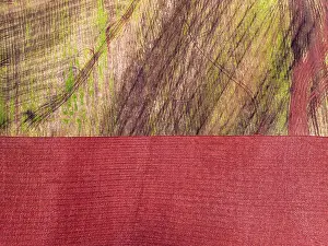 Aerial Photography UK Prints: Top Down over Fields and farms from a drone