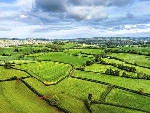 Fields And Farms UK Prints: Fields and Farms from a drone, Devon