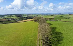 Aerial Landscape Photo UK Prints: Fields and Farms from a drone, Devon