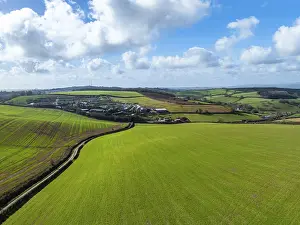 British Countryside Landscape Photo Prints: Fields and Farms from a drone, Devon