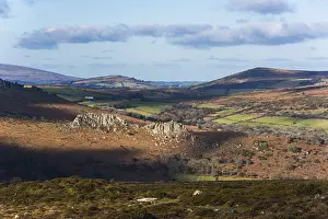 British Countryside Prints: Fields and meadows in Haytor Rocks