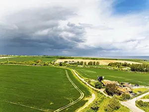 Kent Countryside Landscape Prints: Fields and Windmill from a drone