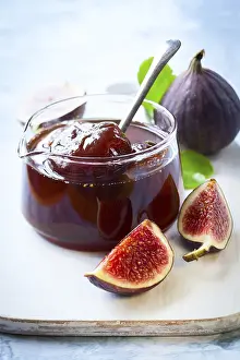 Tropical Fruit Prints: Fig jam in a jar