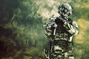 Special Unit Fighter Prints: The fighter of a special unit performs a dangerous mission