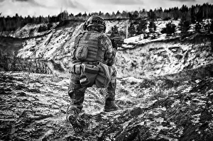 Special Unit Fighter Prints: The fighter of a special unit performs a dangerous mission