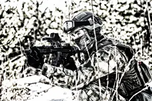 Special Unit Fighter Prints: The fighter of a special unit performs a dangerous mission