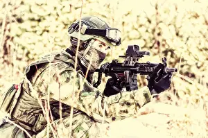 Special Unit Fighter Prints: The fighter of a special unit performs a dangerous mission