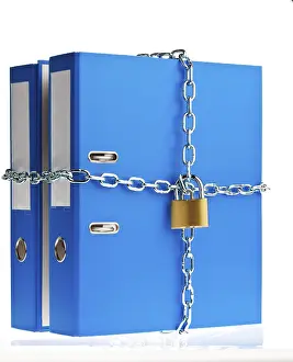 Data Protection Austria Prints: A file folder locked with a chain and padlock