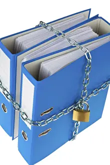 Data Protection Austria Prints: A file folder locked with a chain and padlock